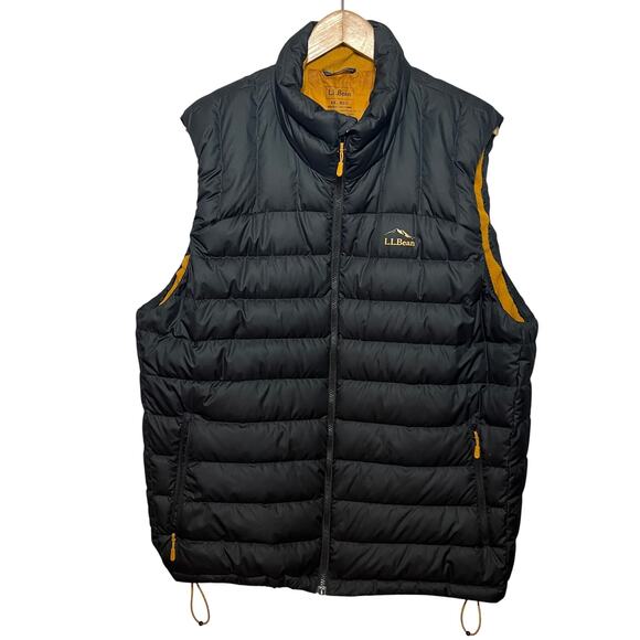 L.L.Bean Vest Black Gold Downtek Quilted Puffer Jacket Outdoors Hunting XXL $99 - Picture 1 of 8